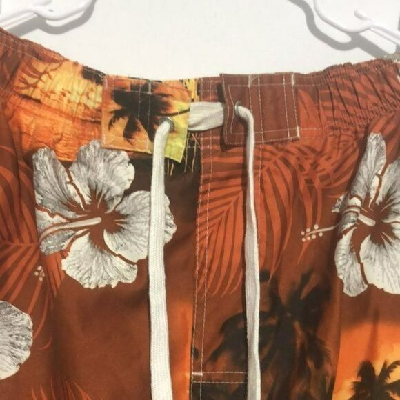 Newport Blue XL Orange Floral Quick-Dry Swim Trunks - Picture 3 of 7